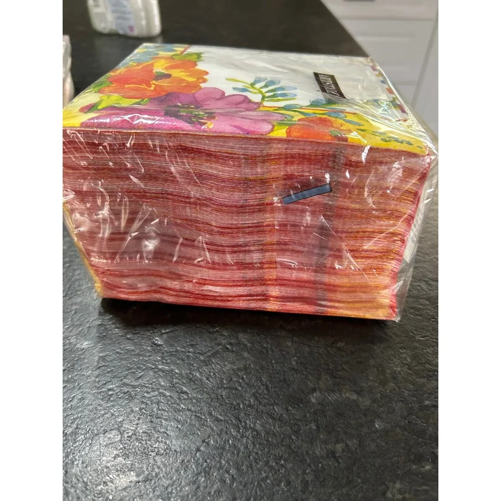 Artstyle Floral Cheer 120 Count 3-Ply Paper Napkins 13x13 Multi-Color Stripe